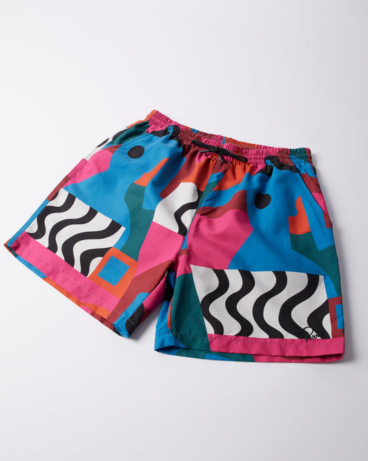 Distorted water swim shorts